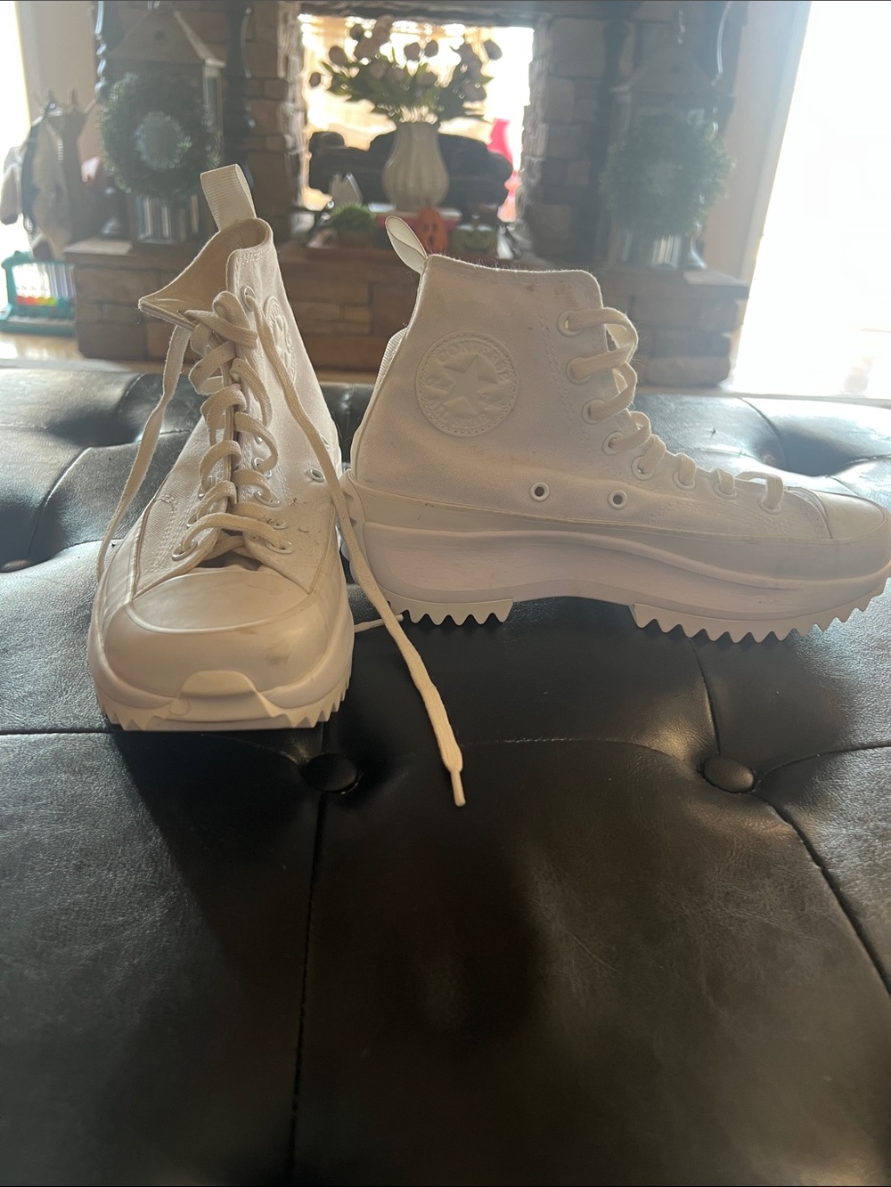 Converse Chuck Taylor White High-Top Platform Run Star Hike Sneakers
